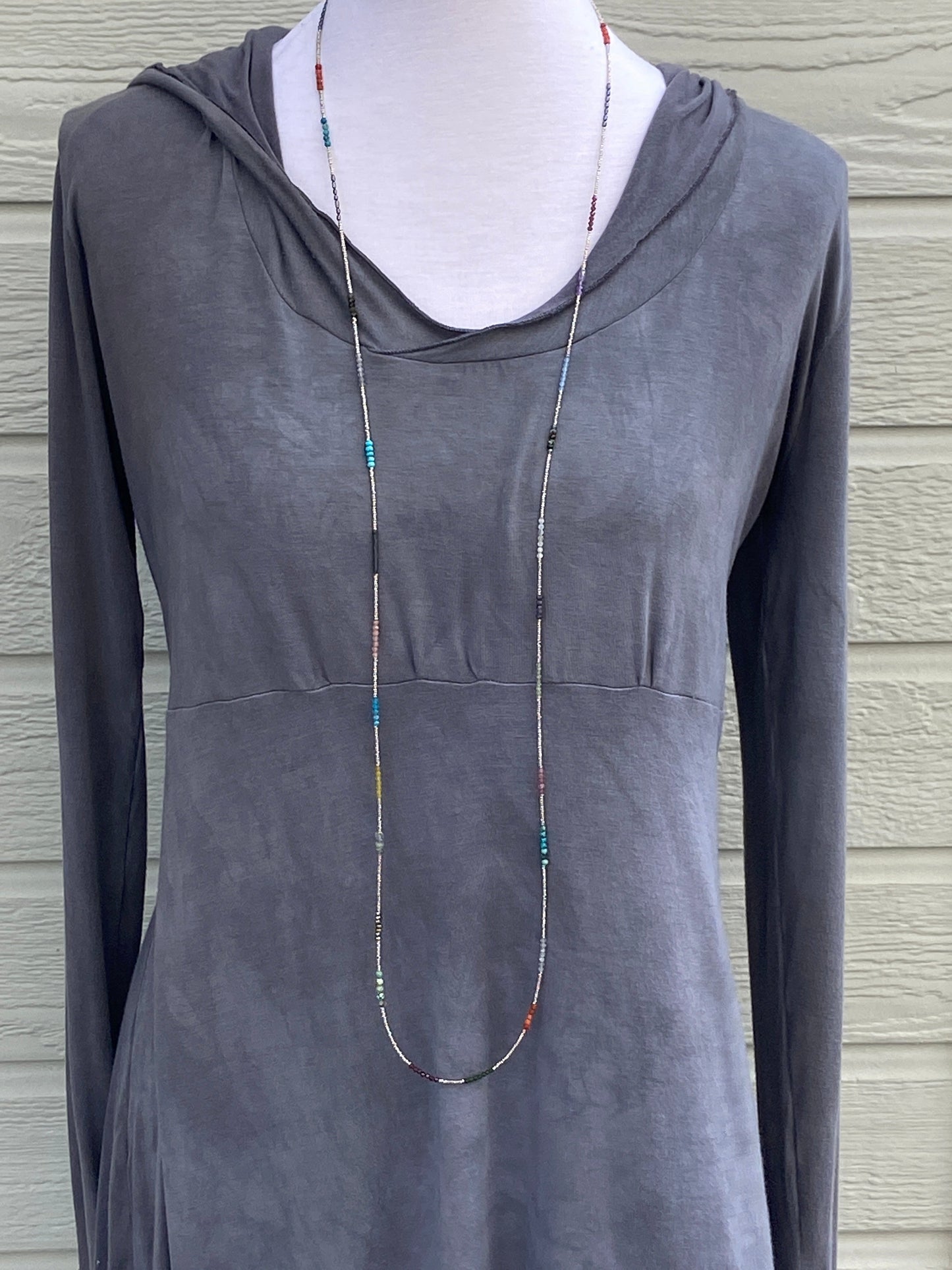 Long Gemstone Wrap Necklace