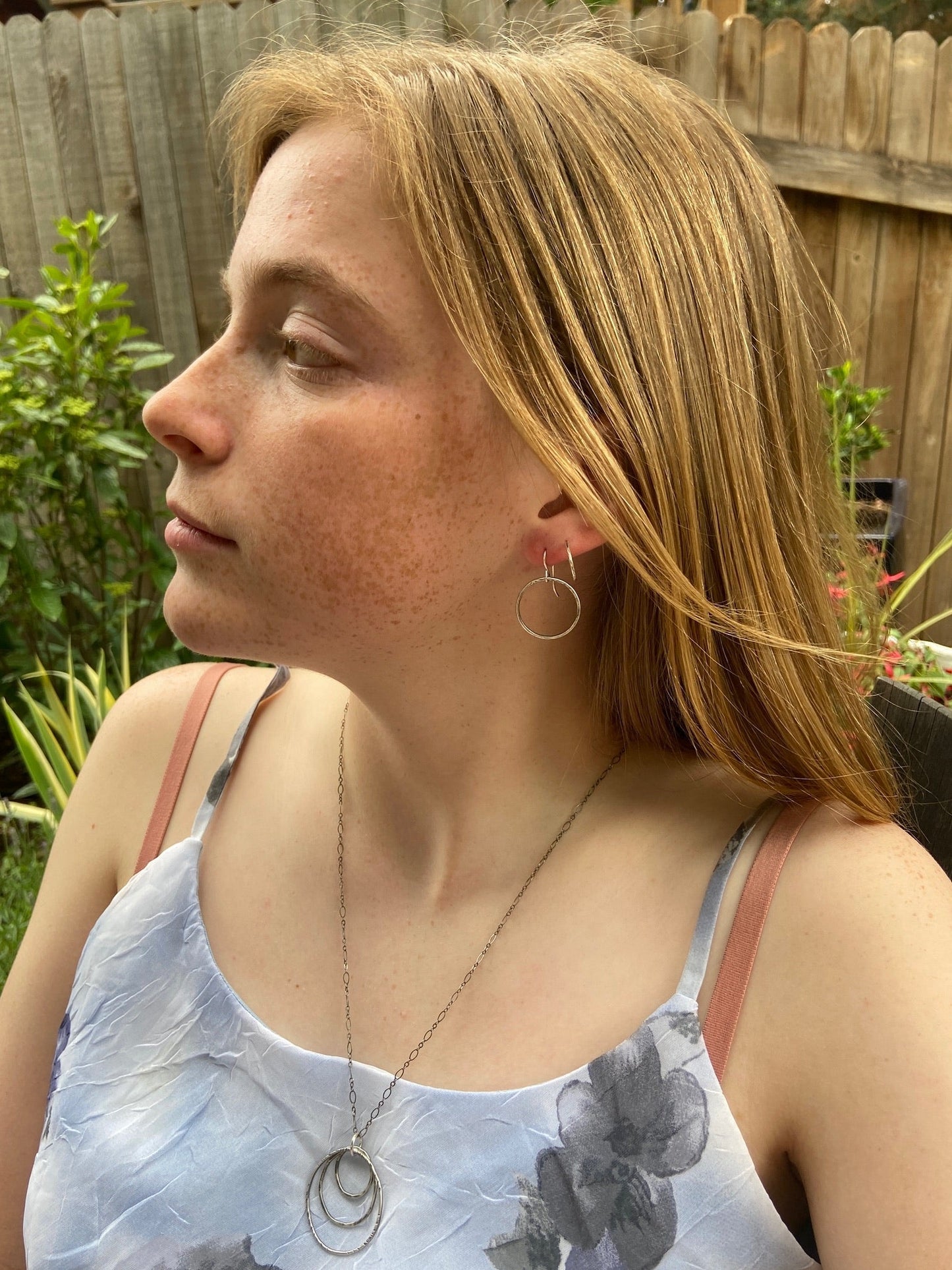 Pounded Circle Earrings in Four Sizes