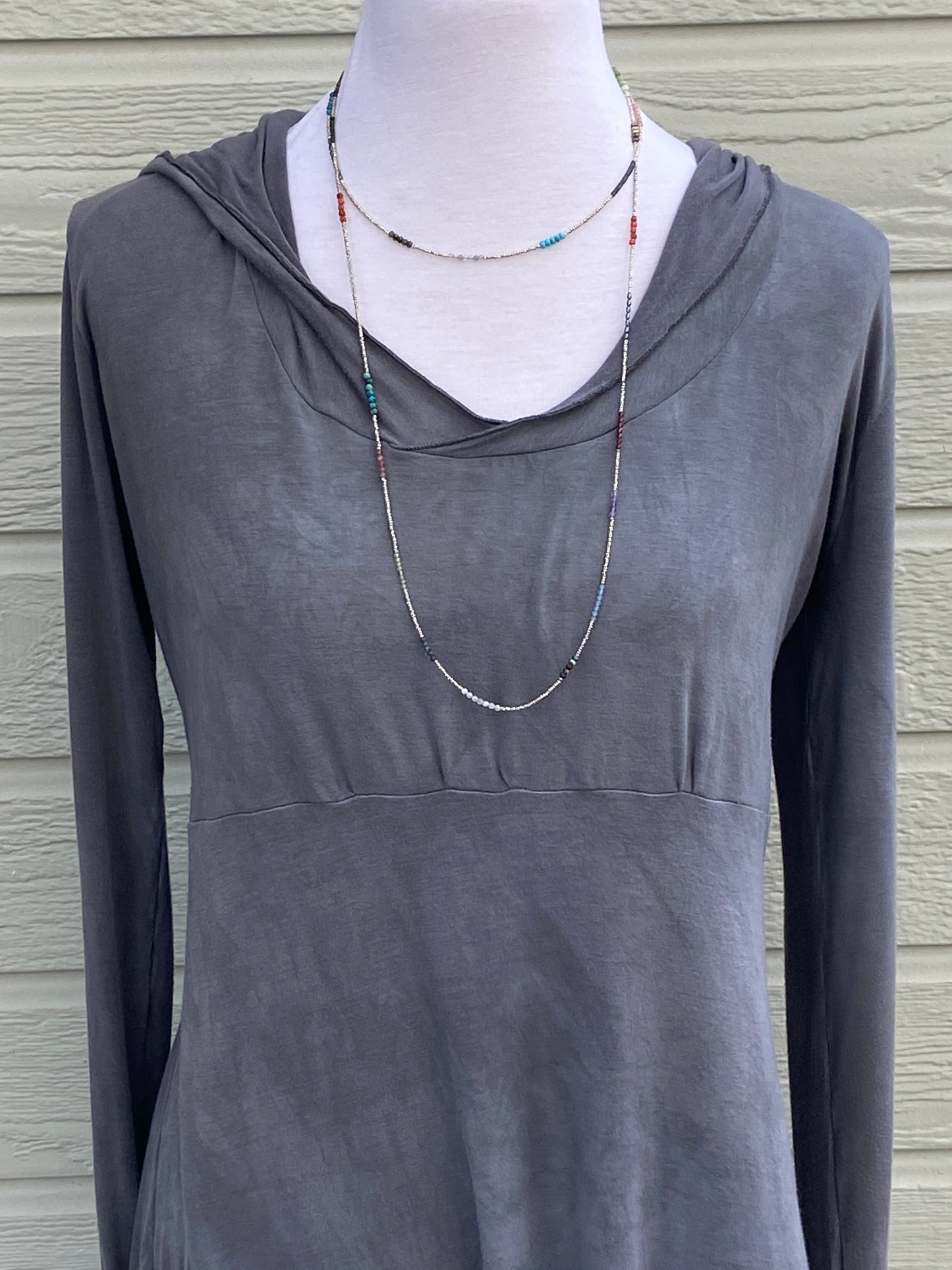 Long Gemstone Wrap Necklace