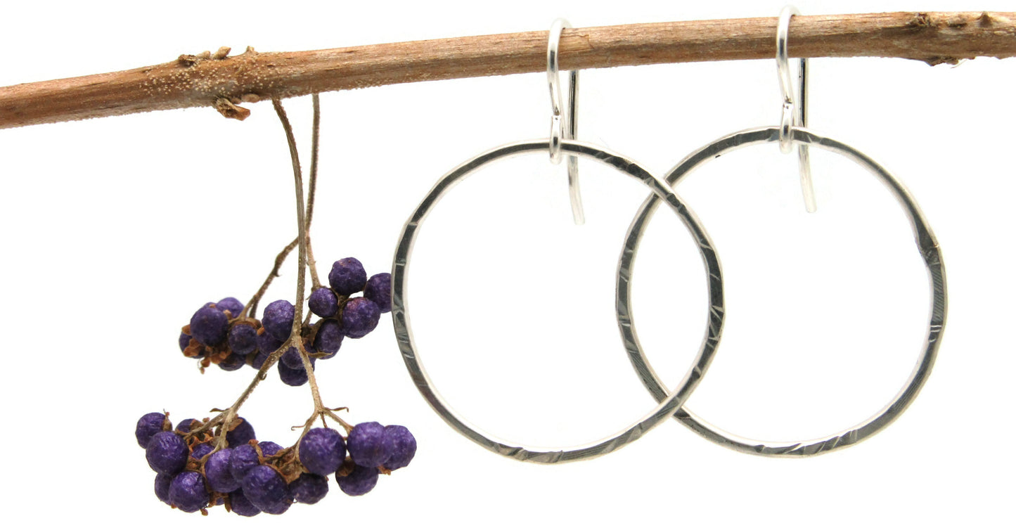 Pounded Circle Earrings in Four Sizes