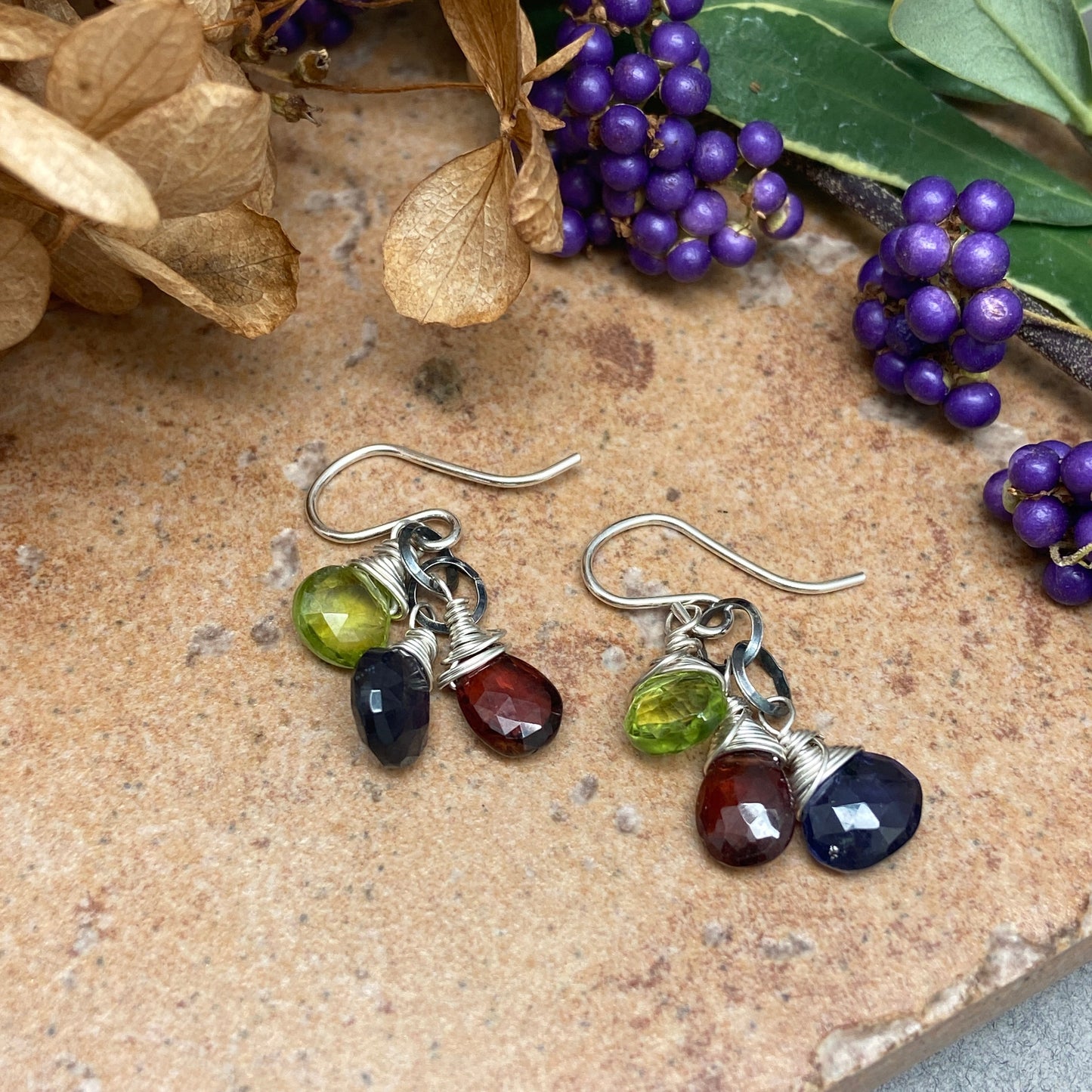Gemstone Triplet Earrings