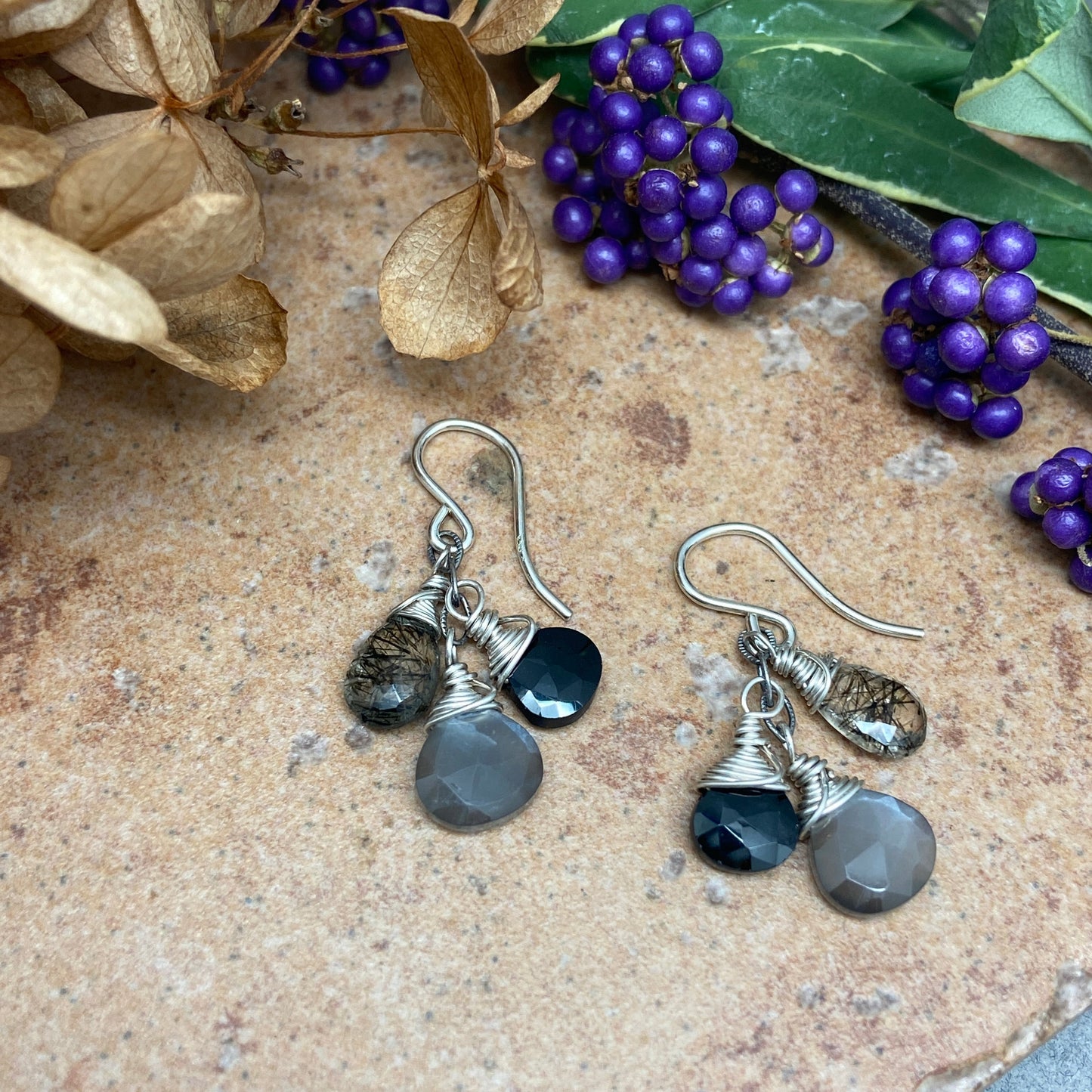 Gemstone Triplet Earrings