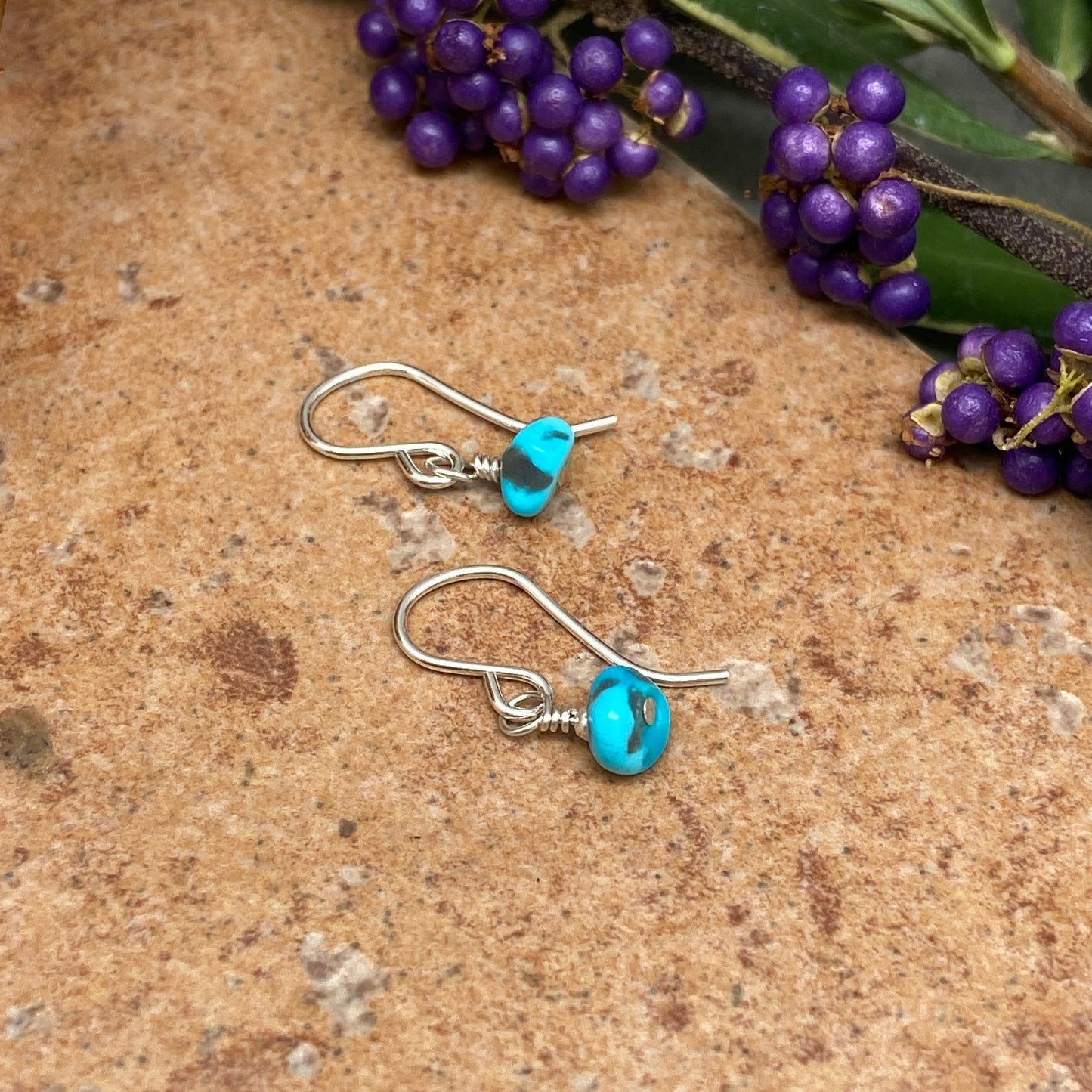 Tiny Stone Nugget Earrings