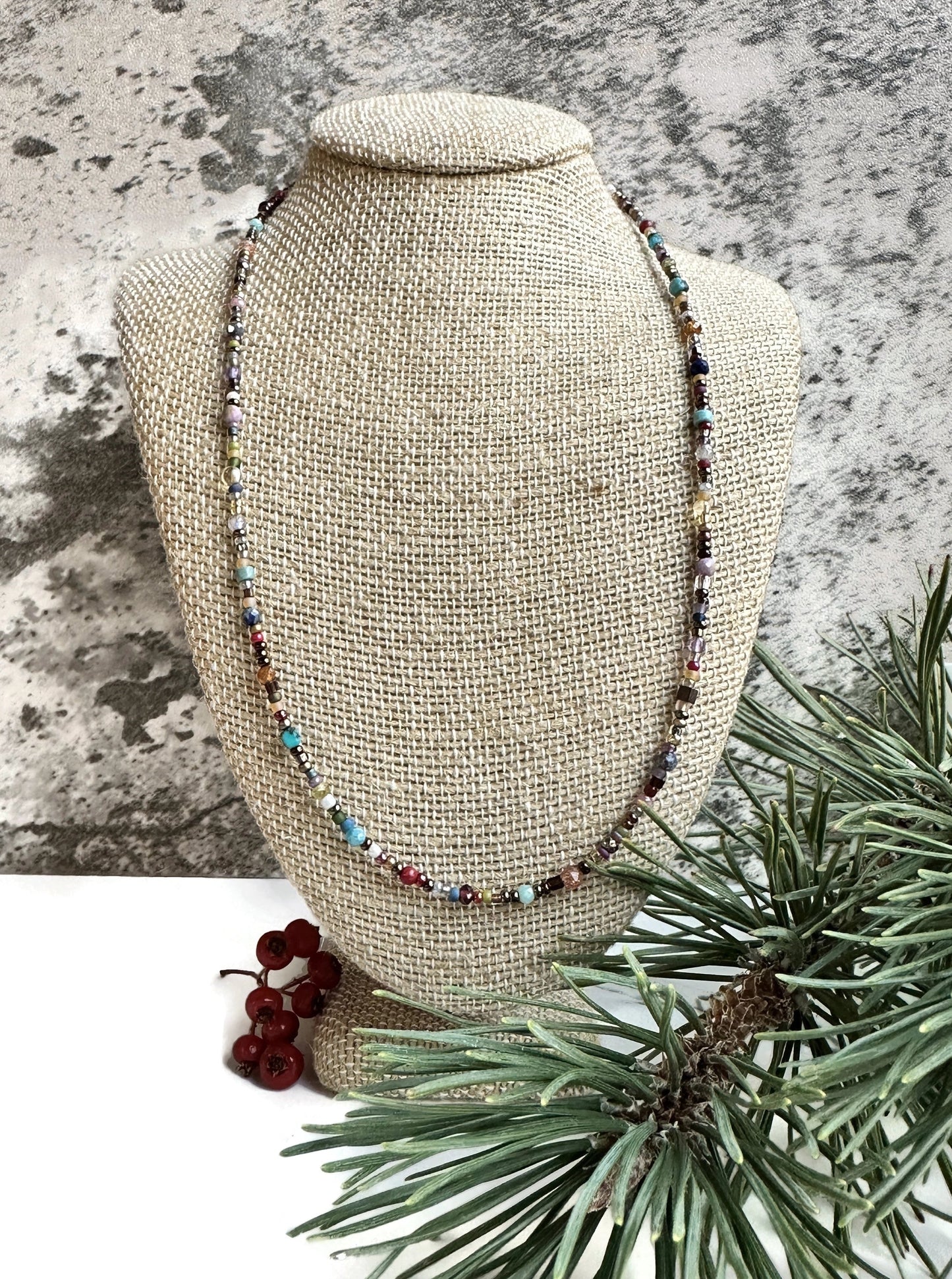 Mixed Stone Choker Necklace