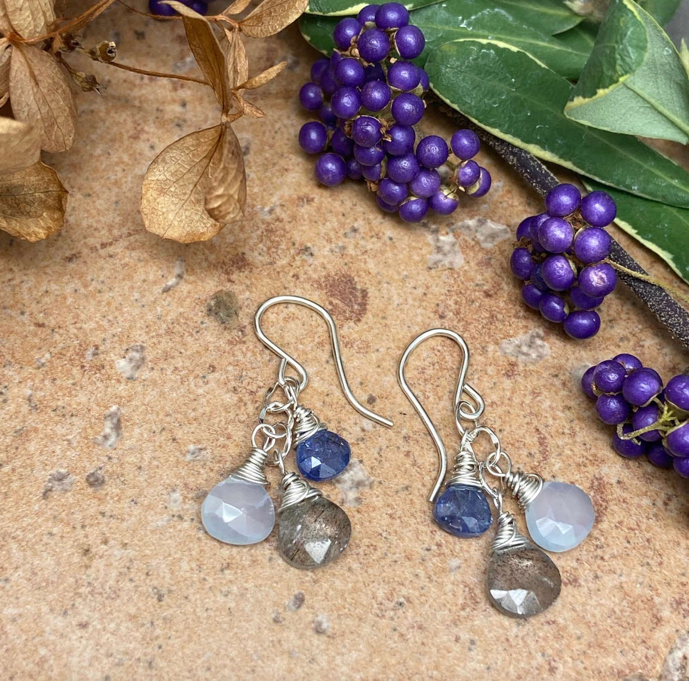 Gemstone Triplet Earrings