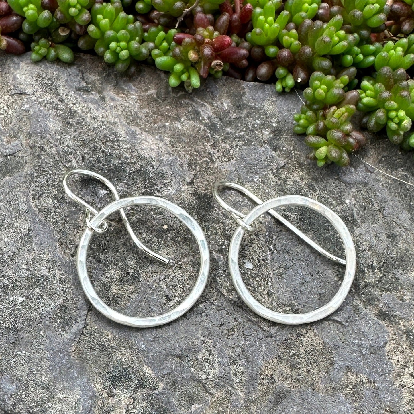 Pounded Circle Earrings in Four Sizes