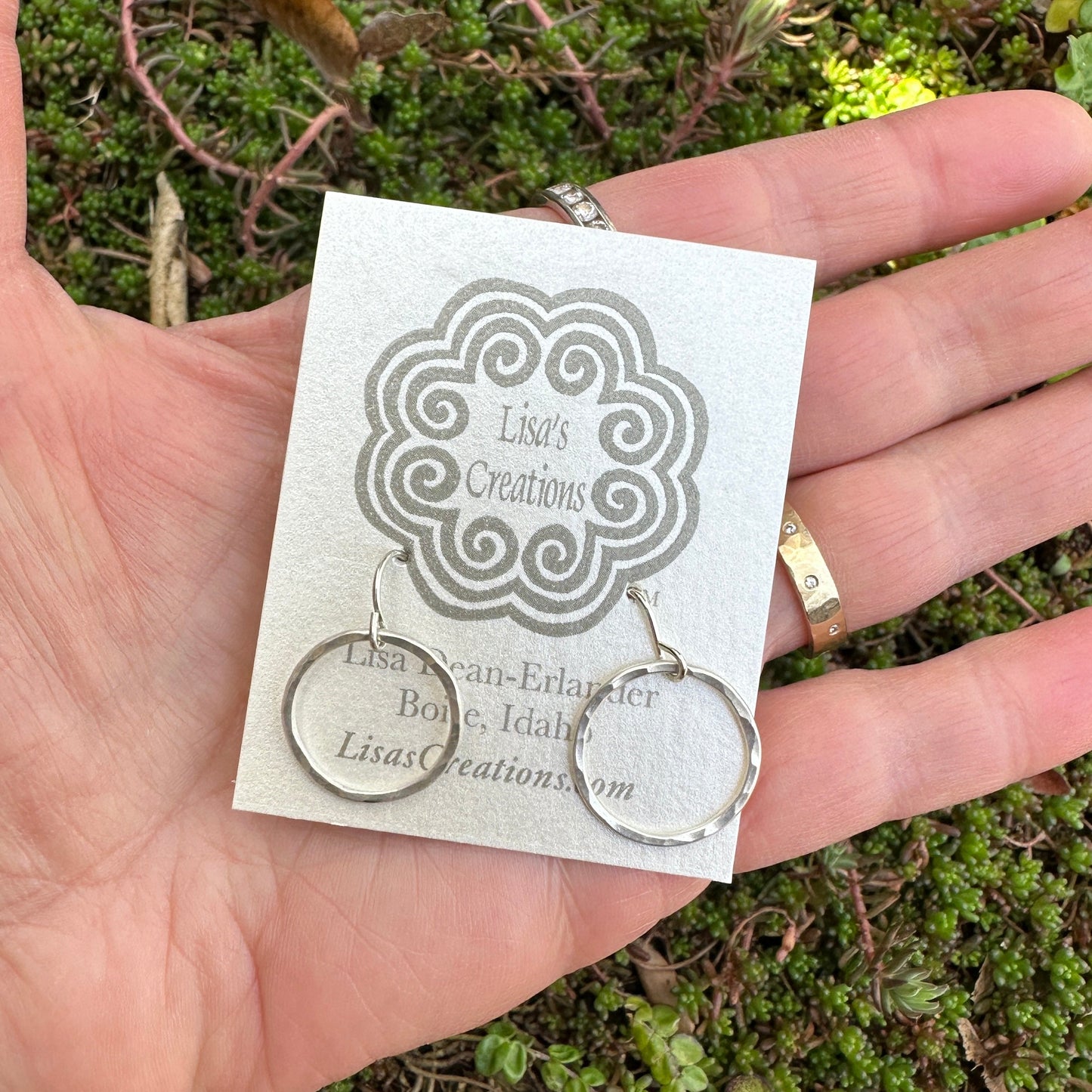 Pounded Circle Earrings in Four Sizes