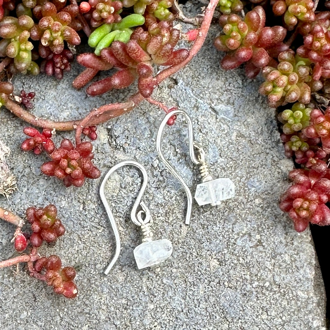 Tiny Stone Nugget Earrings