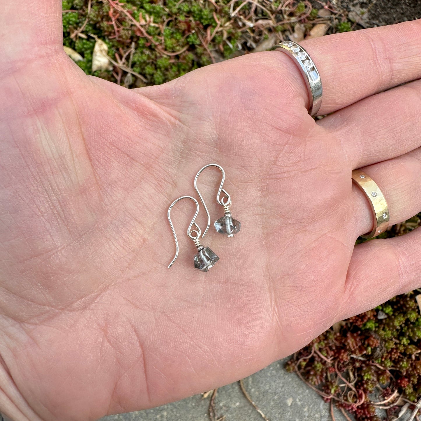 Tiny Stone Nugget Earrings