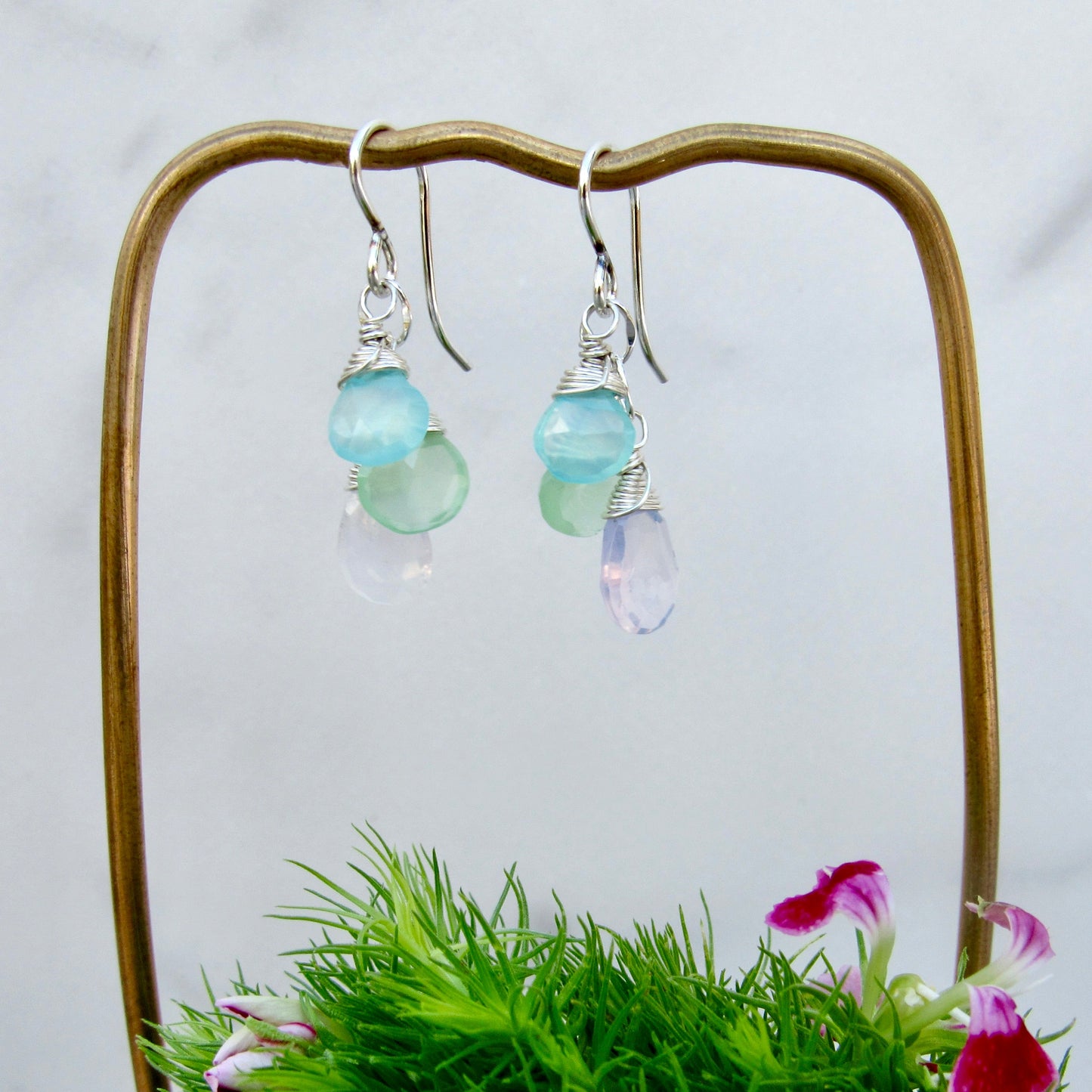 Gemstone Triplet Earrings