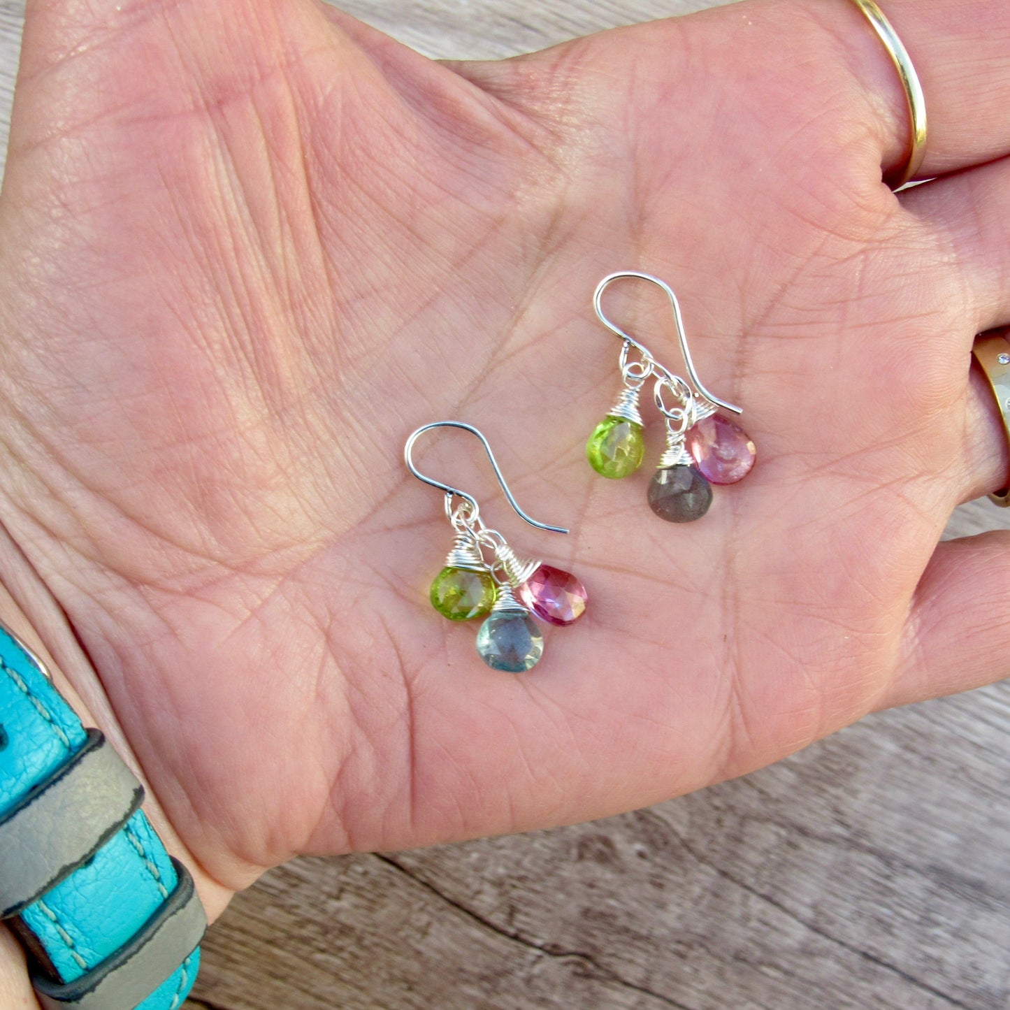 Gemstone Triplet Earrings
