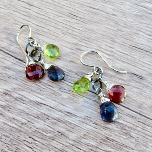 Gemstone Triplet Earrings