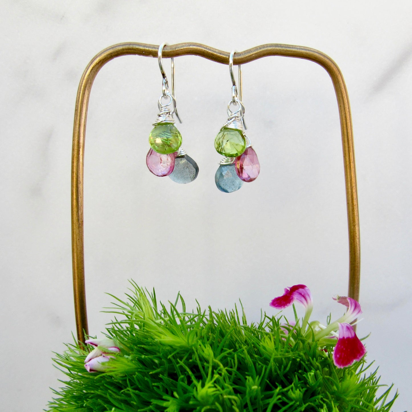Gemstone Triplet Earrings